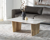 Safavieh Felicity Marble Coffee Table Natural / White Wood / White Marble SFV5748A