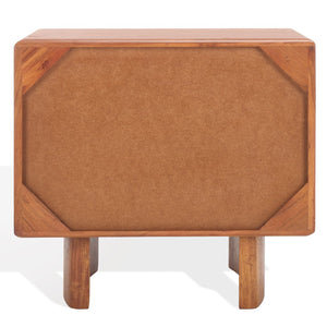 Safavieh FINLEY 2-Drawer Nightstand - Solid Acacia Wood, Natural Finish, Modern Design with Soft-Close Drawers SFV5750A