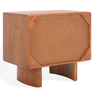 Safavieh FINLEY 2-Drawer Nightstand - Solid Acacia Wood, Natural Finish, Modern Design with Soft-Close Drawers SFV5750A
