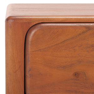 Safavieh FINLEY 2-Drawer Nightstand - Solid Acacia Wood, Natural Finish, Modern Design with Soft-Close Drawers SFV5750A