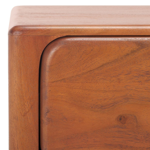 Safavieh FINLEY 2-Drawer Nightstand - Solid Acacia Wood, Natural Finish, Modern Design with Soft-Close Drawers SFV5750A