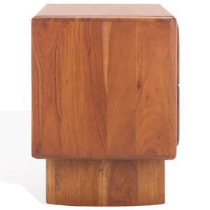 Safavieh FINLEY 2-Drawer Nightstand - Solid Acacia Wood, Natural Finish, Modern Design with Soft-Close Drawers SFV5750A