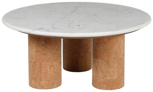 Safavieh Marilynn Marble And Cork Veneer Coffee Table White / Cork SFV5757A-2BX