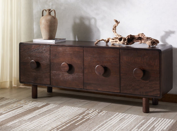 Safavieh JENNAMIRA Dark Brown Sideboard - Modern Art-Deco Design, Stylish Storage for Media, Buffet & Office SFV5761A