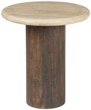 Safavieh Jennamira Travertine Top Accent Table Dark Brown / Travertine SFV5762A