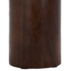 Safavieh JENNAMIRA Round Travertine Accent Table - Dark Brown Mango Wood Base for Stylish Living Spaces SFV5762A