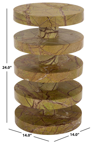 Danny Round Marble Accent Table – Solid Marble Top, Compact 14X14x24 In, Timeless Minimalist Design