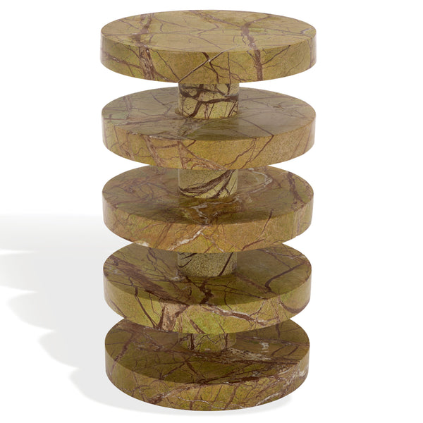 Danny Round Marble Accent Table – Solid Marble Top, Compact 14X14x24 In, Timeless Minimalist Design