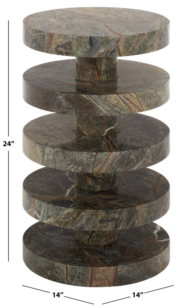 Danny Round Marble Accent Table – Solid Marble Top, Compact 14X14x24 In, Timeless Minimalist Design