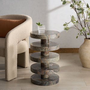 Danny Round Marble Accent Table – Solid Marble Top, Compact 14X14x24 In, Timeless Minimalist Design