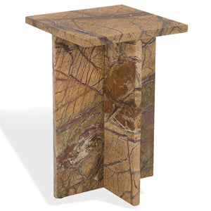 Safavieh Adriano Square Marble Accent Table with Natural Veining for Living Room Vignettes Brown / Beige SFV5767A