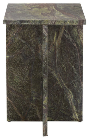 Safavieh Adriano Square Marble Accent Table with Natural Veining for Living Room Vignettes Green / Brown SFV5767B
