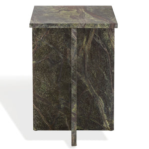 Safavieh Adriano Square Marble Accent Table with Natural Veining for Living Room Vignettes Green / Brown SFV5767B
