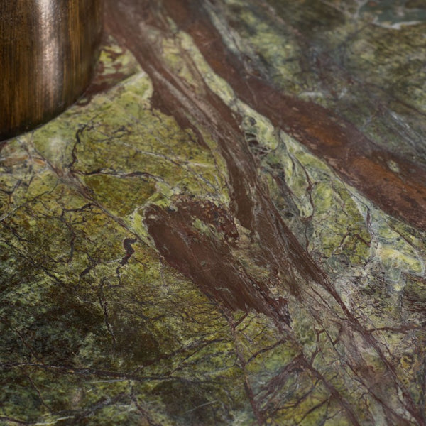 Safavieh Adriano Square Marble Accent Table with Natural Veining for Living Room Vignettes Green / Brown SFV5767B