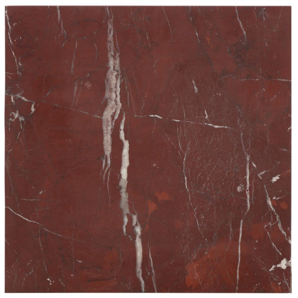 Safavieh Adriano Square Marble Accent Table with Natural Veining for Living Room Vignettes Red / White SFV5767C