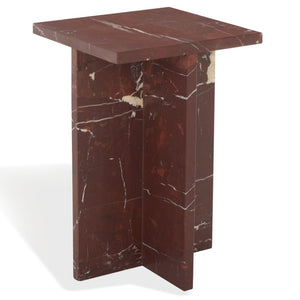 Safavieh Adriano Square Marble Accent Table with Natural Veining for Living Room Vignettes Red / White SFV5767C