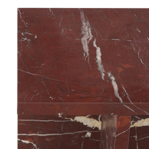 Safavieh Adriano Square Marble Accent Table with Natural Veining for Living Room Vignettes Red / White SFV5767C