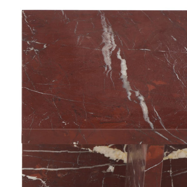Safavieh Adriano Square Marble Accent Table with Natural Veining for Living Room Vignettes Red / White SFV5767C
