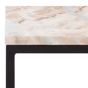 Safavieh Macklyn Square Marble Top Accent Table - Elegant Black & Light Brown Design For Modern Spaces Light Brown ,Black Marble ,Metal Sfv5768a