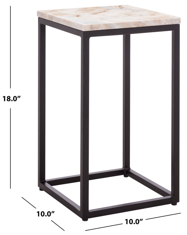 Safavieh Macklyn Square Marble Top Accent Table - Elegant Black & Light Brown Design For Modern Spaces Light Brown ,Black Marble ,Metal Sfv5768a