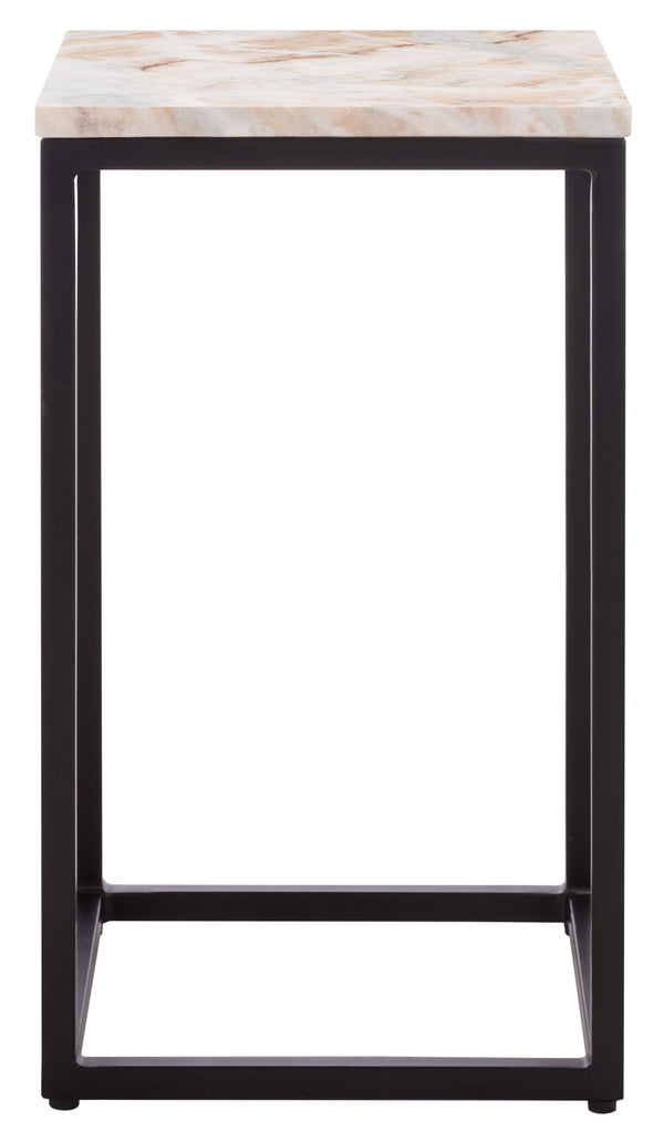 Safavieh Macklyn Square Marble Top Accent Table - Elegant Black & Light Brown Design For Modern Spaces Light Brown ,Black Marble ,Metal Sfv5768a