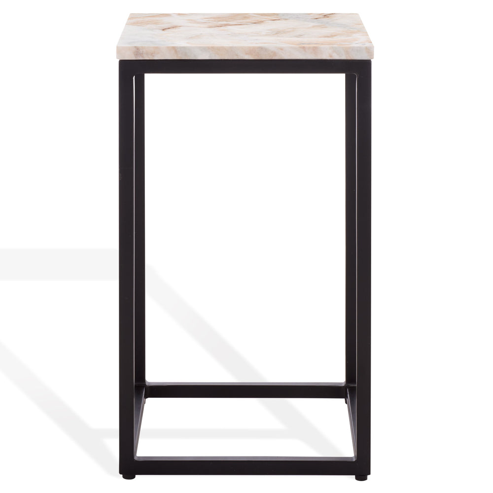 Safavieh Macklyn Square Marble Top Accent Table - Elegant Black & Light Brown Design For Modern Spaces Light Brown ,Black Marble ,Metal Sfv5768a