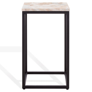 Safavieh Macklyn Square Marble Top Accent Table - Elegant Black & Light Brown Design For Modern Spaces Light Brown ,Black Marble ,Metal Sfv5768a