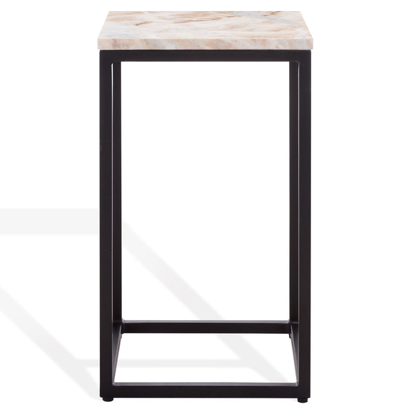 Safavieh Macklyn Square Marble Top Accent Table - Elegant Black & Light Brown Design For Modern Spaces Light Brown ,Black Marble ,Metal Sfv5768a