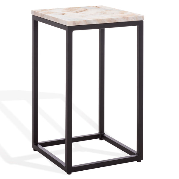 Safavieh Macklyn Square Marble Top Accent Table - Elegant Black & Light Brown Design For Modern Spaces Light Brown ,Black Marble ,Metal Sfv5768a
