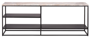 Macklyn Rectangle Marble Top Console Table With Sleek Metal Base, Narrow 59" X 14" Elegant Foyer Surface