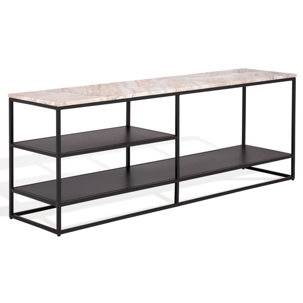 Macklyn Rectangle Marble Top Console Table With Sleek Metal Base, Narrow 59" X 14" Elegant Foyer Surface