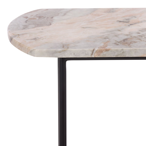 Macklyn Oval Marble Top Console Table With Slim Metal Base, Space-Saving Entryway Accent, 47.2"