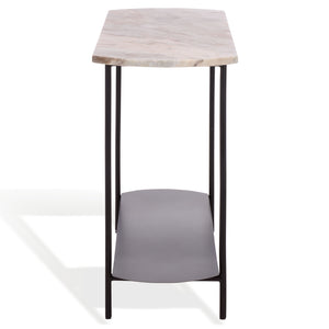 Macklyn Oval Marble Top Console Table With Slim Metal Base, Space-Saving Entryway Accent, 47.2"