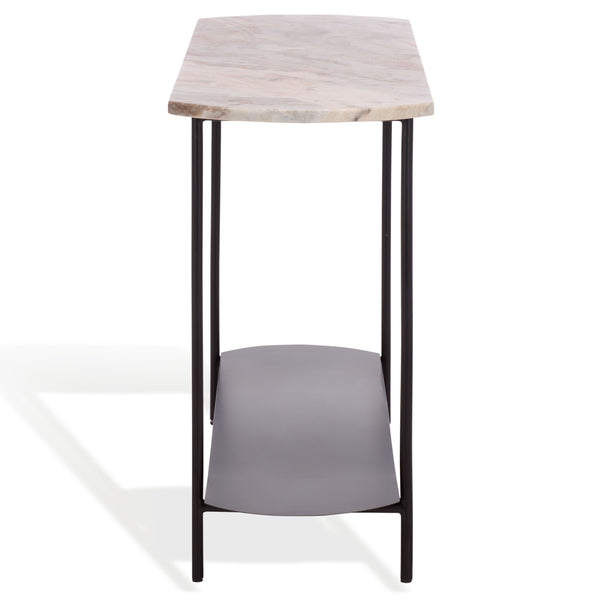 Macklyn Oval Marble Top Console Table With Slim Metal Base, Space-Saving Entryway Accent, 47.2"