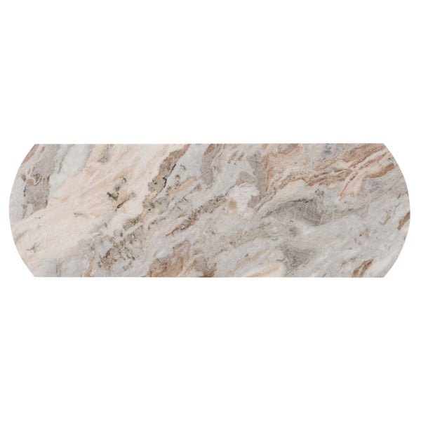 Macklyn Oval Marble Top Console Table With Slim Metal Base, Space-Saving Entryway Accent, 47.2"