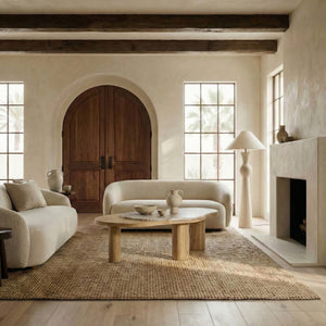 Feliciabeth Marble And Wood Coffee Table — Polished Marble Top With Solid Wood Base For Timeless Style