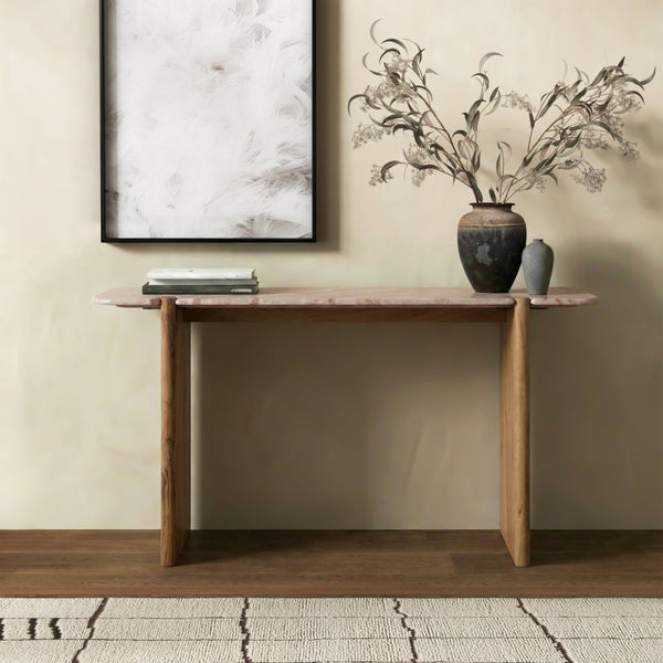 Safavieh Feliciabeth Marble Top Wood Console Table for Entryway Hallway or Living Room SFV5773A