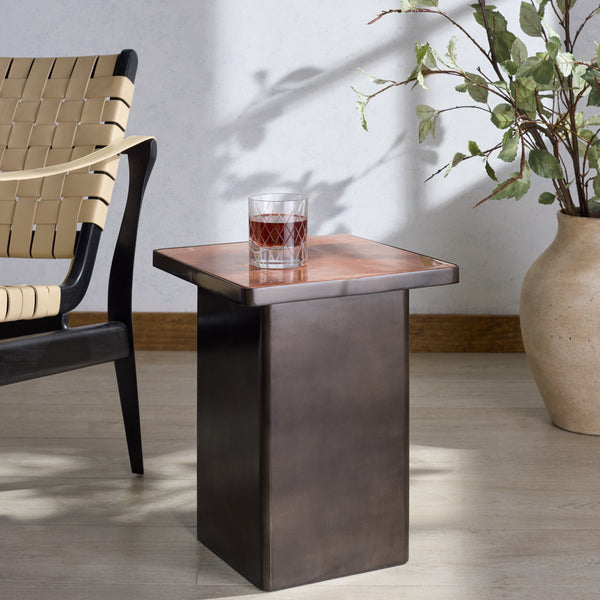 Bellatressa Square Marble Top Accent Table With Bold Veining And Metal Base, Compact Luxury Piece