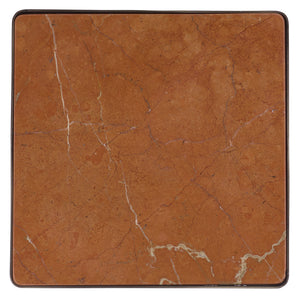 Bellatressa Square Marble Top Accent Table With Bold Veining And Metal Base, Compact Luxury Piece