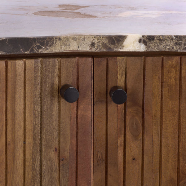 Jamilah Marble Top Chest With Polished Natural Marble And Durable Wood—Elegant Storage For Entryways