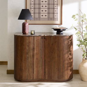 Jamilah Marble Top Chest With Polished Natural Marble And Durable Wood—Elegant Storage For Entryways