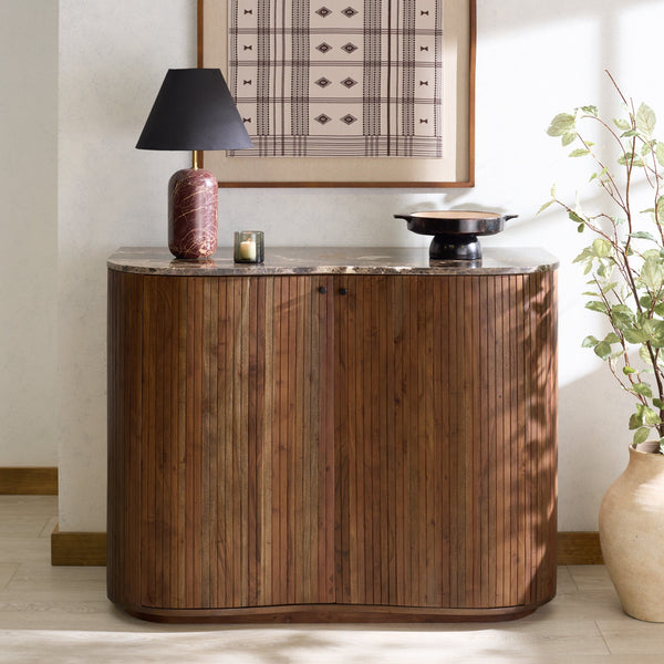 Jamilah Marble Top Chest With Polished Natural Marble And Durable Wood—Elegant Storage For Entryways