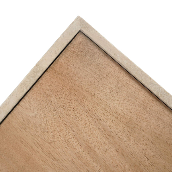 Safavieh Leslianne Natural Travertine Wood Square Side Table Minimalist Living Room Accent SFV5779A
