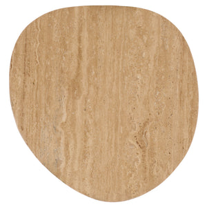 Jennamira Travertine-Top Accent Table With Solid Wood Base, Compact Elegant Side Table For Home (96)