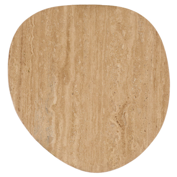 Jennamira Travertine-Top Accent Table With Solid Wood Base, Compact Elegant Side Table For Home (96)