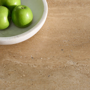 Irine Round Dining Table With Natural Stone Top And Solid Wood Base, Sealed Surface, Seats 4