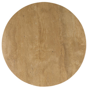 Irine Round Dining Table With Natural Stone Top And Solid Wood Base, Sealed Surface, Seats 4