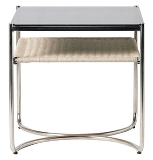 Safavieh Jackiette Square Tempered Glass Top Accent Table with Open Silver Metal Frame SFV5782A