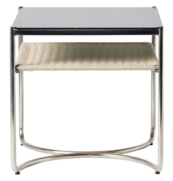 Safavieh Jackiette Square Tempered Glass Top Accent Table with Open Silver Metal Frame SFV5782A