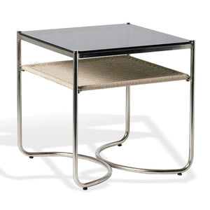 Safavieh Jackiette Square Tempered Glass Top Accent Table with Open Silver Metal Frame SFV5782A